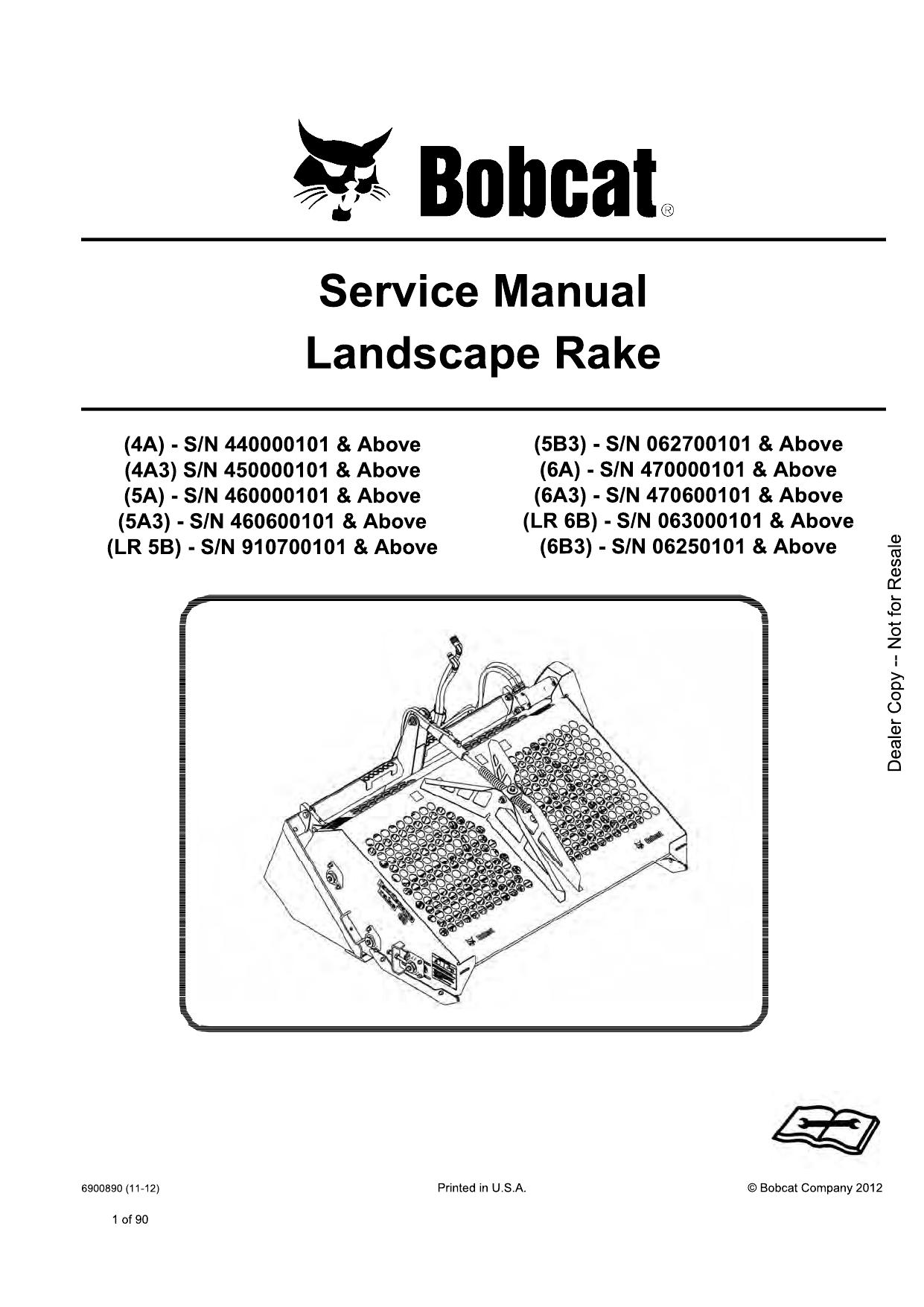 Landscape Rake Attachment Service Manual Bobcat
